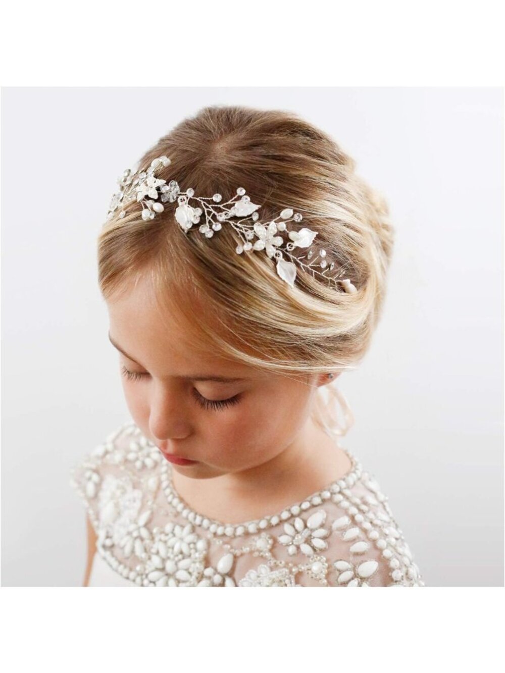 Elegant Flower Girl Headband - Silver Pearl Hair Accessories for Weddings